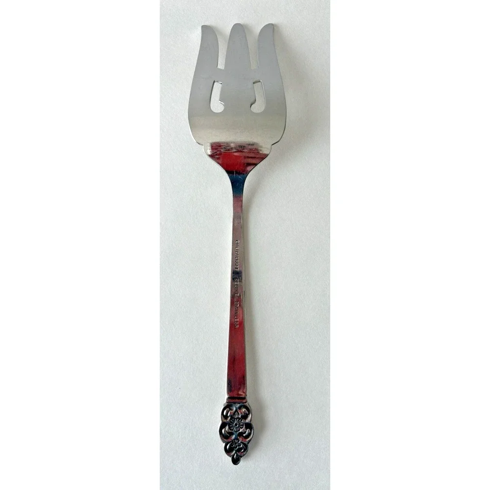 2 PC Serving Set‎ NORDIC CROWN Oneidacraft Stainless 1-Fork & 1-Slotted Spoon